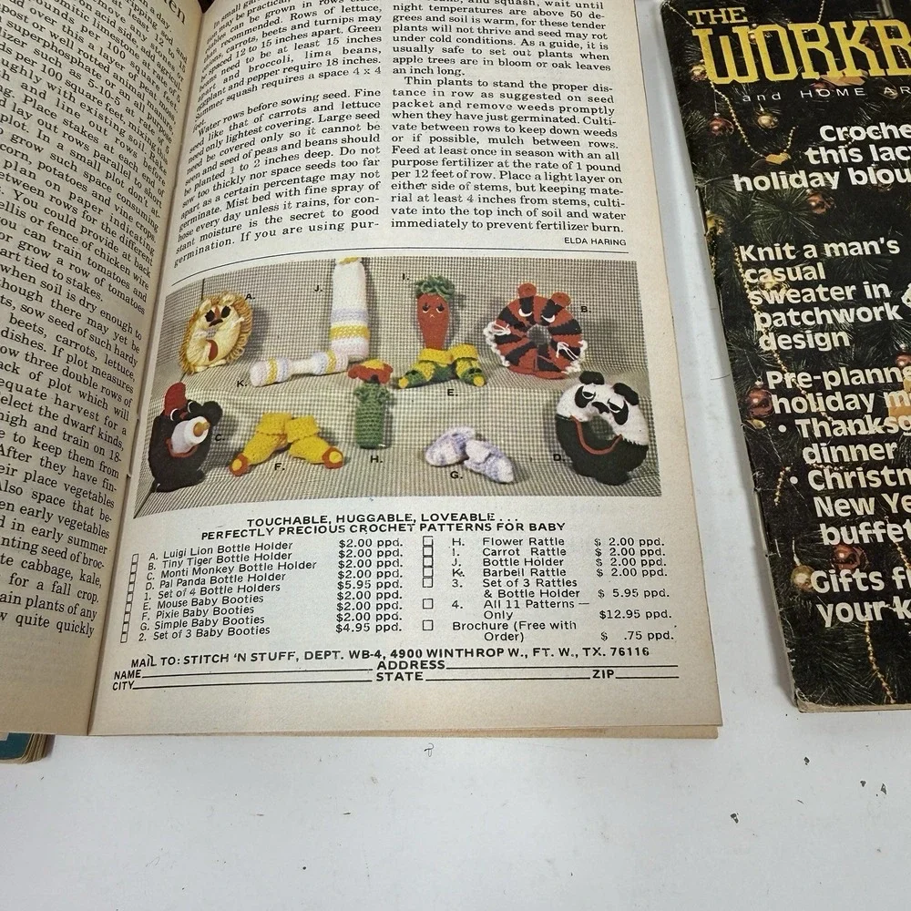 VINTAGE lot of 8 Workbasket and Home Arts magazines, 1970s & 1980